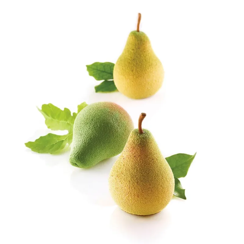 Novità 5 Forme - Silikomart Pera e Fico 115 Stampo Dolci Frutta Realistica In Silicone Cutter Incluso