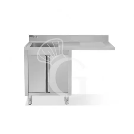 Professionale Lavello armadiato vano lavastoviglie,1 vasca,gocciolatoio destra,L1400xP600xH965mm - con foro rubinetto Ø 32 mm - SECONDA SCELTA