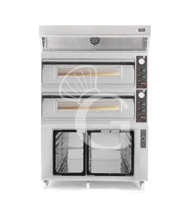 Saldi Forno pizza elettrico meccanico 6 + 6 pizze Ø 350 mm - 18 KW, cappa a condensazione inox e cella di lievitazione inox