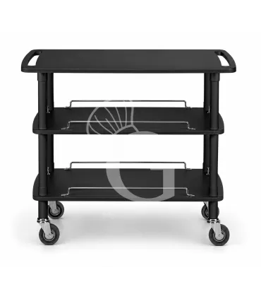 A Buon Prezzo Carrello di servizio in legno con 3 ripiani color nero L 1100 x P 550 x H 890 mm