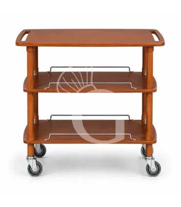 Carrello di servizio in legno con 3 ripiani color noce L 1100 x P 550 x H 890 mm Nuovo Arrivo