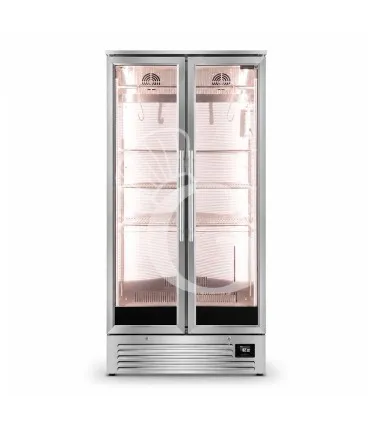 Occasione Imperdibile Armadio Refrigerato Professionale per Frollatura Carne +2°C / +10°C doppia porta vetro - 424 Lt, Lampada UV e Controllo Umidità