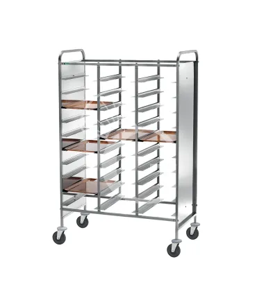 Carrello portavassoi con telaio rinforzato e sponde in acciaio inox per 30 vassoi GN1/1 - L 1100 x P 620 x H 1750 mm Occasione