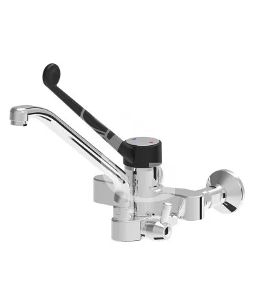 Rubinetto miscelatore biforo monocomando a muro e attacco doccia - L 250 mm Reso Gratuito