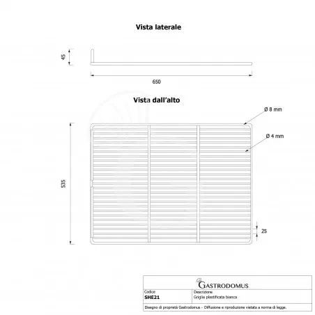 Griglia in Acciaio Inox GN 2/1 650x530 mm per Forni Professionali Ultime Pezzi