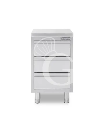 Cassettiera inox con 3 cassetti, L 400 x P 700 x H 850 mm Ultimissimo Modello