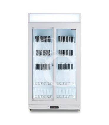 Frigo bibite ventilato 2 porte scorrevoli con canopy 850 LT 2°C/+10°C colore bianco Occasione Imperdibile