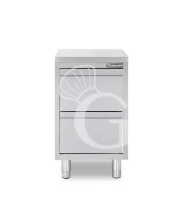 Bestseller Cassettiera in acciaio inox con 2 cassetti, L 400 x P 600 x H 850 mm