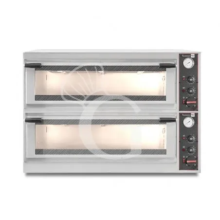 Forno Elettrico porta vetro 4 teglie 600x400 o 8 pizze diametro 400 mm 2 camere controllo meccanico-SECONDA SCELTA Reso Gratuito
