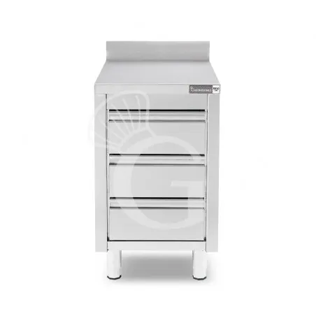 Cassettiera inox con 3 cassetti e alzatina L 500 x P 600 x H 955 mm Subito Disponibile