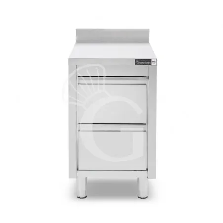 Novità Cassettiera inox con 2 cassetti e alzatina L 500 x P 600 x H 955 mm