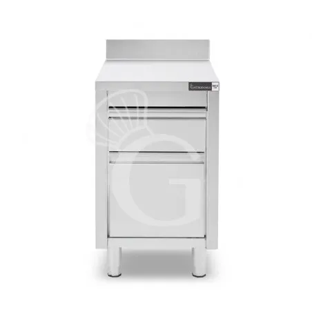 Promozione Esclusiva Cassettiera inox con cassetto, bottigliera e alzatina L 500 x P 600 x H 955 mm
