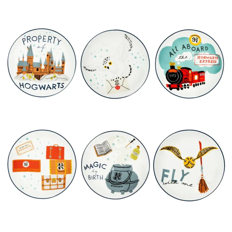 HARRY POTTER SET 6 PIATTI APERITIVO DECORI VARI 15 CM Soddisfatti O Rimborsati