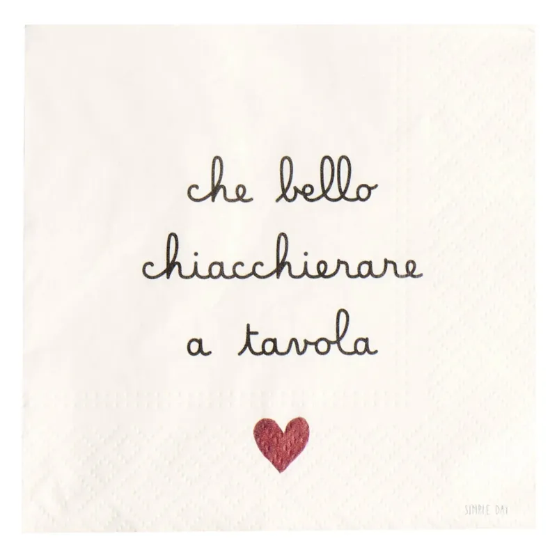 TOVAGLIOLI DI CARTA CHE BELLO CHIACCHIERARE A TAVOLA 20 PZ 33X33 Nuovo Arrivo