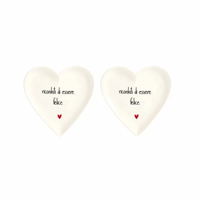Popolare SET 2 PIATTI CUORE 12 CM RICORDATI DI ESSERE FELICE