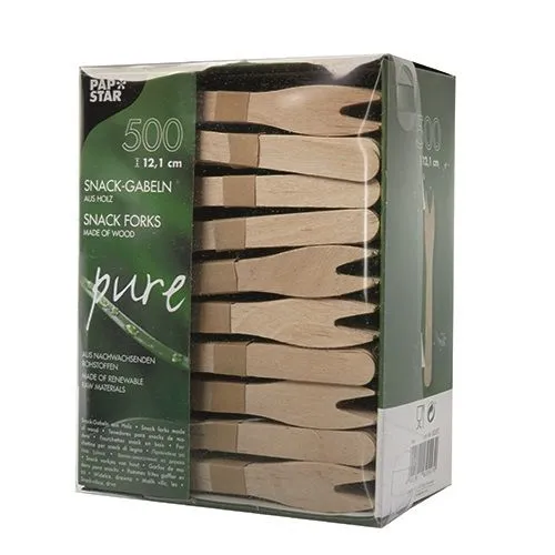 PURE FORCHETTE PER SNACK IN LEGNO 12,1 CM 500 PZ Affare