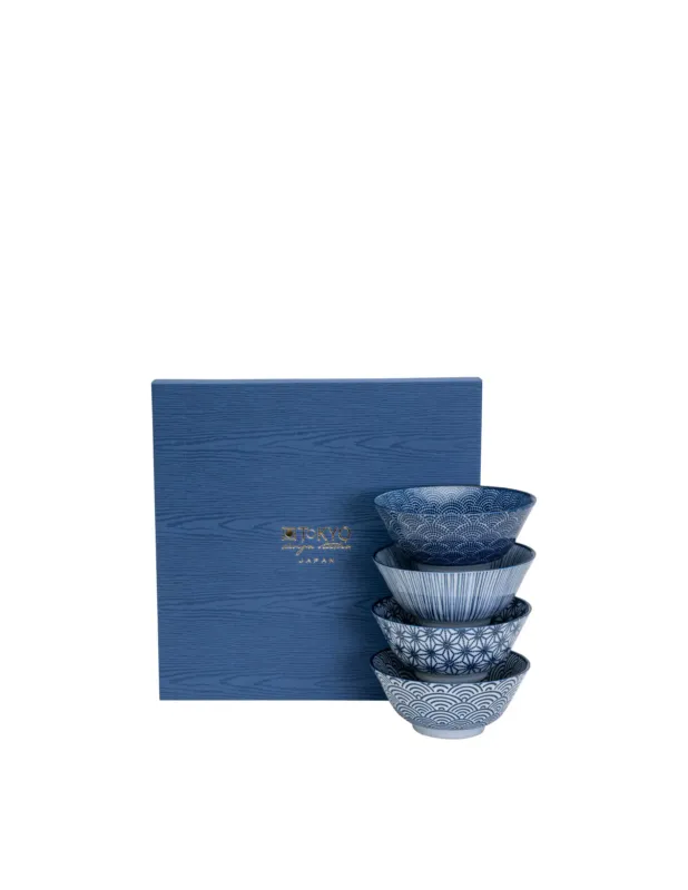 Compra Online TOKYO design studio Ciotole Set 4 Pezzi Giftbox Nippon Blue