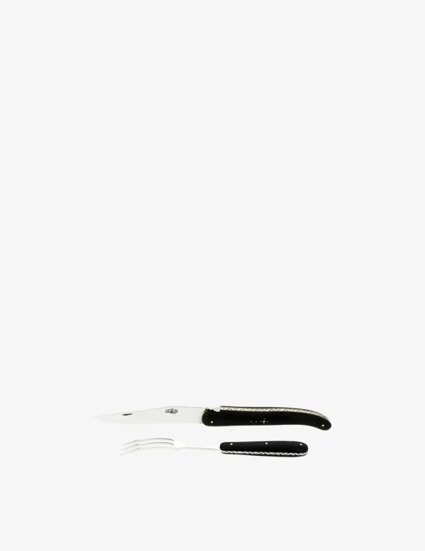 Forge De Laguiole Prestige Set Da Intaglio In Ebano Prezzo Scontato