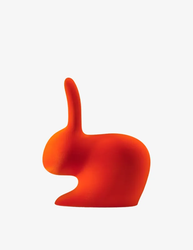Qeeboo Sedia Rabbit XS Bookend Velvet Finish Arancio Ultimissimo Modello