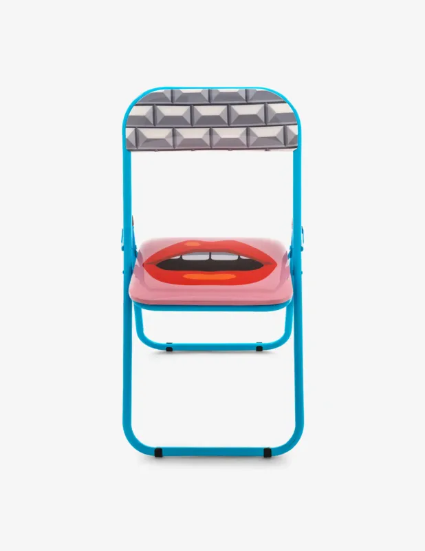 Seletti Studio Job-Blow Metal Folding Chair Mouth New Soddisfatti O Rimborsati