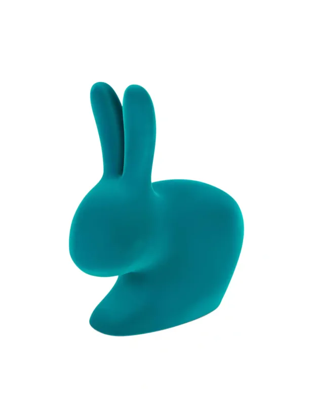 Qeeboo Sedia Rabbit Baby velvet finish - petrolio Offerta Speciale
