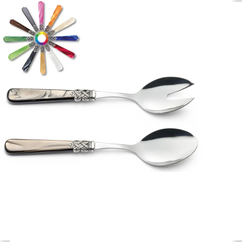 Coppia insalata Ginevra, (acciaio 18.10 aisi304), manico in nylon, Lunghezza 236 mm Eme Posaterie marrone perlato 1124 Professionale