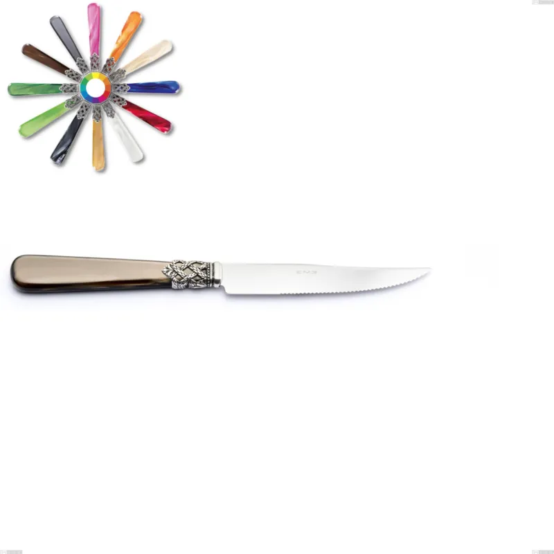 Coltello bistecca Ginevra, (acciaio 18.10 aisi304), manico in nylon, Lunghezza 221 mm Eme Posaterie marrone perlato 1124 Professionale