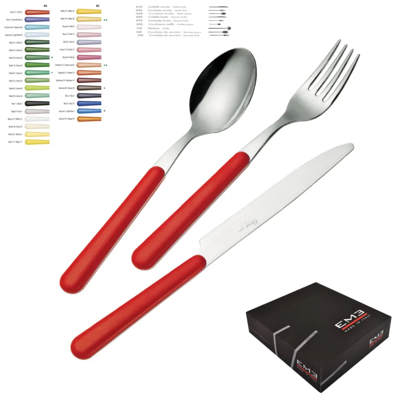 Set Posate Colorate 75 pezzi BRIO in acciaio 18/C in confezione Regalo Eme Posaterie rosa 66 Reso Gratuito