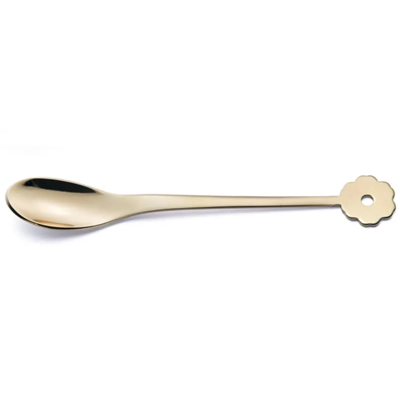 Affare Cucchiaino Cappuccino e Macedonia CADEAU in acciaio 18.10 AISI430 126 mm Giglio ROSE‘ brunito oro lucido Eme Posaterie