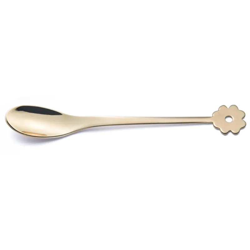 Cucchiaino Cappuccino e Macedonia CADEAU in acciaio 18.10 AISI430 126 mm Quadrifoglio ROSE‘ brunito oro lucido Eme Posaterie Nuova Collezione