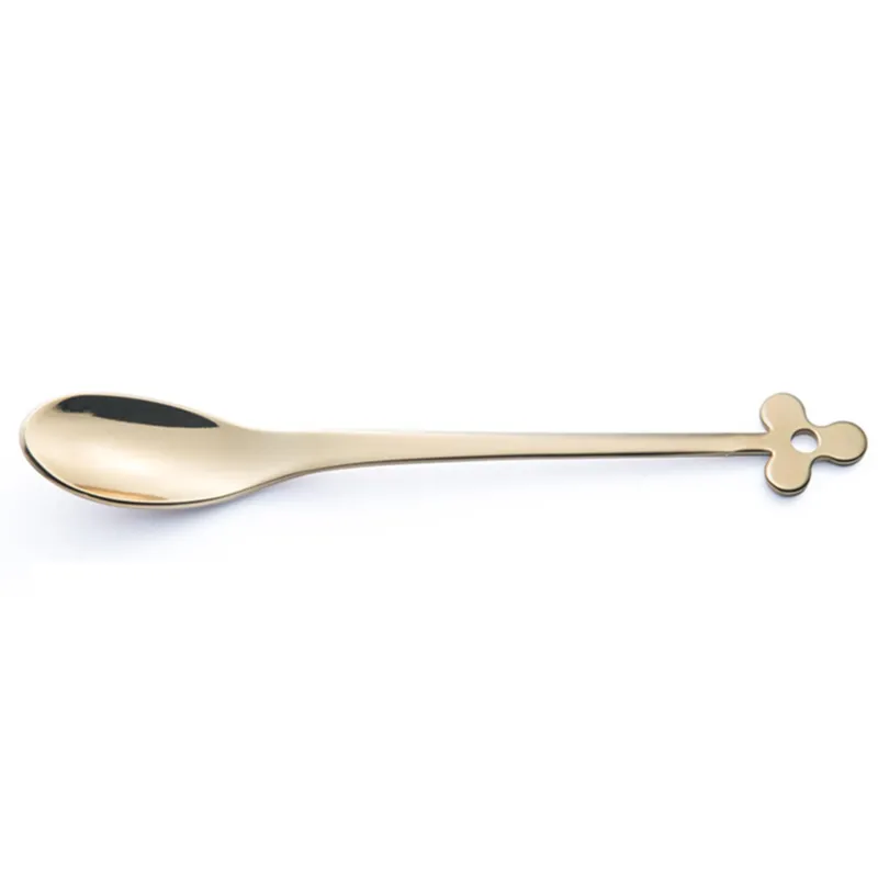 Cucchiaino Cappuccino e Macedonia CADEAU in acciaio 18.10 AISI430 126 mm Trifoglio ROSE‘ brunito oro lucido Eme Posaterie Più Venduto