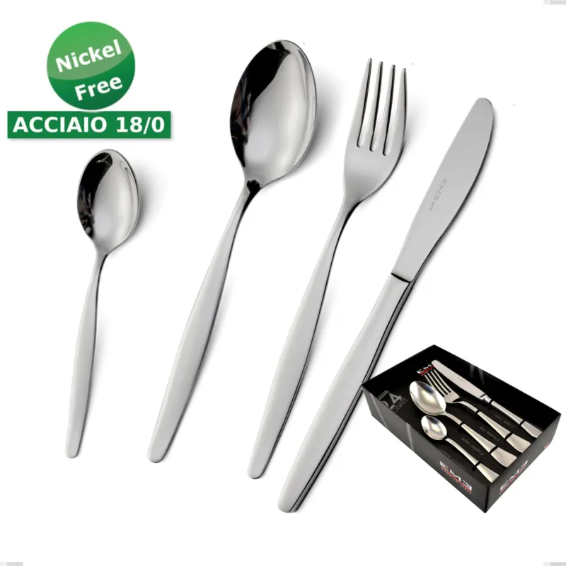 Servizio Posate 24 Pezzi BEME in acciaio inox 18/0 (ASI 430 ) lucidato a specchio 2,0 mm di spessore Nichel Free cromo lucido Eme Posaterie Offerta Limitata