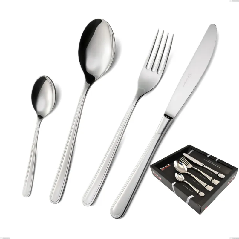 Reso Gratuito Servizio Posate MEDEA 24 pezzi acciaio inox 18.10 (AISI304) Lucido spessore 3.0 mm in Confezione vetrina Eme Posaterie
