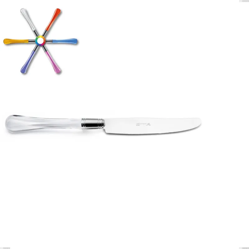 Super Prezzo Coltello da tavola ZAFFIRO in acciaio 18.10 AISI430 manico in Acrilico lavabile in lavastoviglie Eme Posaterie trasparente 1