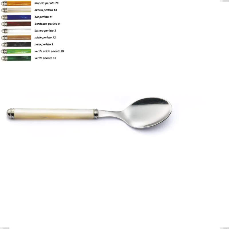 Must-Have Cucchiaio da Tavola LINEA PERLATO in acciaio 18.10 AISI430 manico in ABS doppia ghiera lavabili in lavastoviglie Eme Posaterie arancio perlato 79
