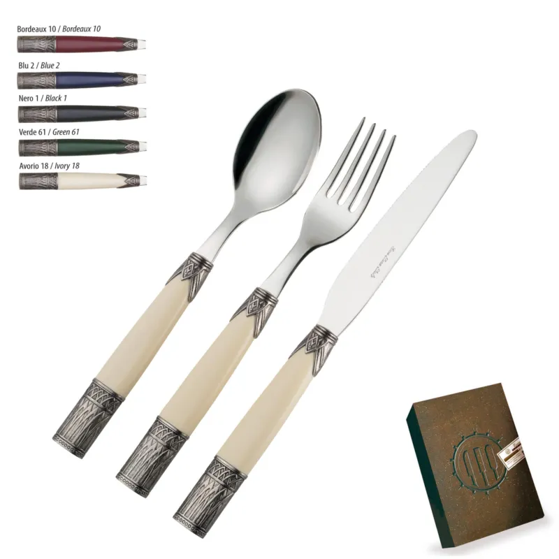 Servizio Posate Colorate Set 24 pezzi ARIA in acciaio 1810 manico metacrilato lavabili in lavastoviglie in confezione Etnie Eme Posaterie blu 2 Prezzo Ridotto