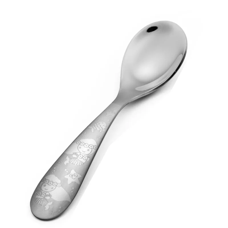 Economico Cucchiaio per bambini Birillo-La Sirenetta in acciaio 18/0 inox lucido 1 Cucchiaio + DI 18 MESI Eme Posaterie