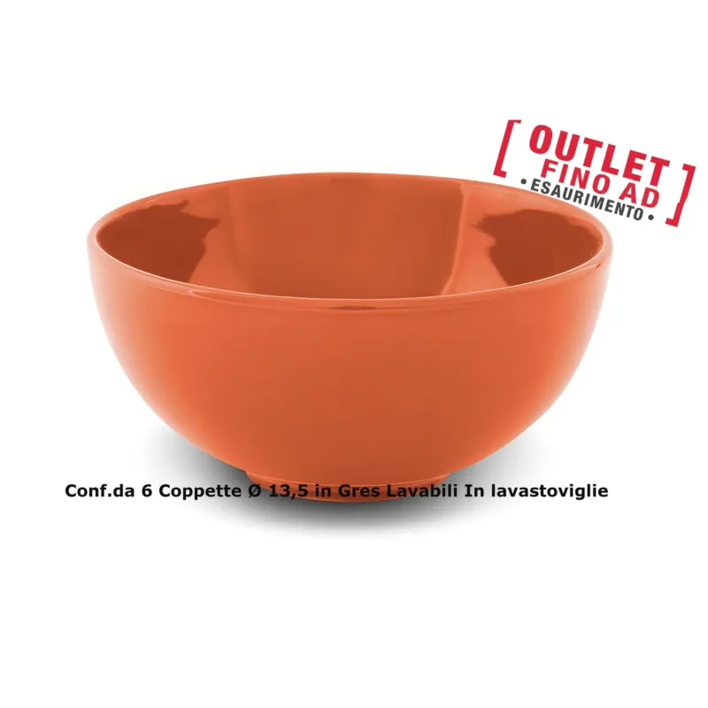 Coppette da Macedoni 6 pezzi diametro 13x13x h11 cm - 250 Ml in GRES adatto alla lavastoviglie colore Corallo Kaleidosmilano Offerta Speciale