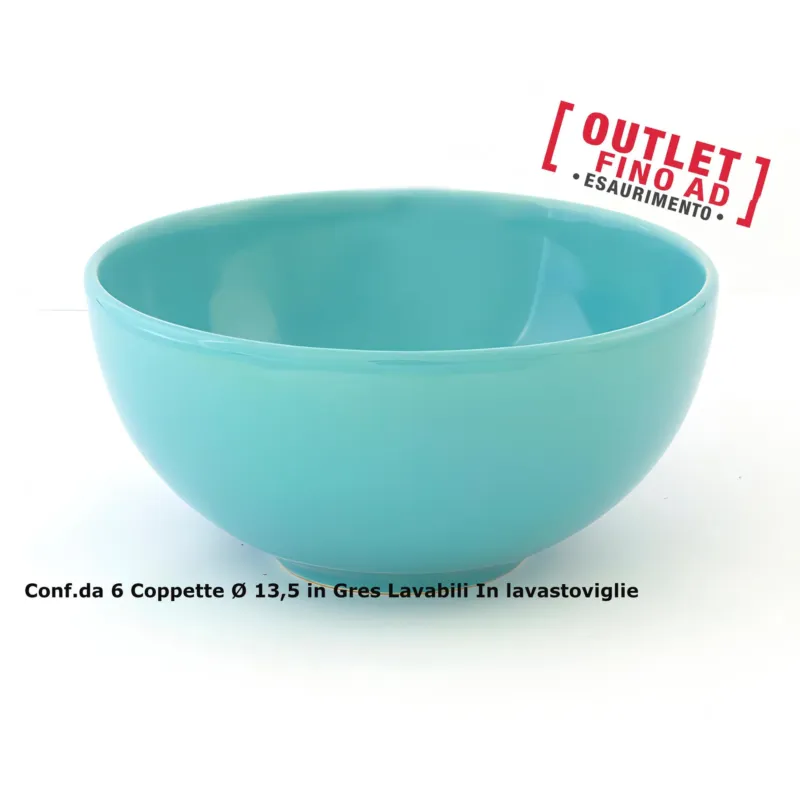 Promo Stagionale Coppette da Macedoni 6 pezzi diametro 13x13x h11 cm - 250 Ml in GRES adatto alla lavastoviglie colore Azzurro Kaleidosmilano