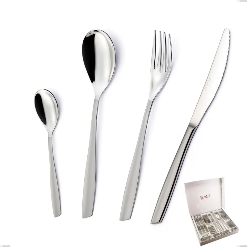 Bestseller Cofanetto 24 pezzi Eleven Twin, acciaio 18.10 aisi 304 lucida con manici satinati Eme Posaterie