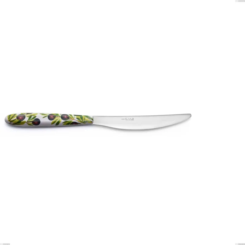 Coltello tavola Vero Taggia, acciaio 18.0 nickel free, manicatura pbt sublimato acciaio lucido, lunghezza 225 mm Eme Posaterie Soddisfatti O Rimborsati
