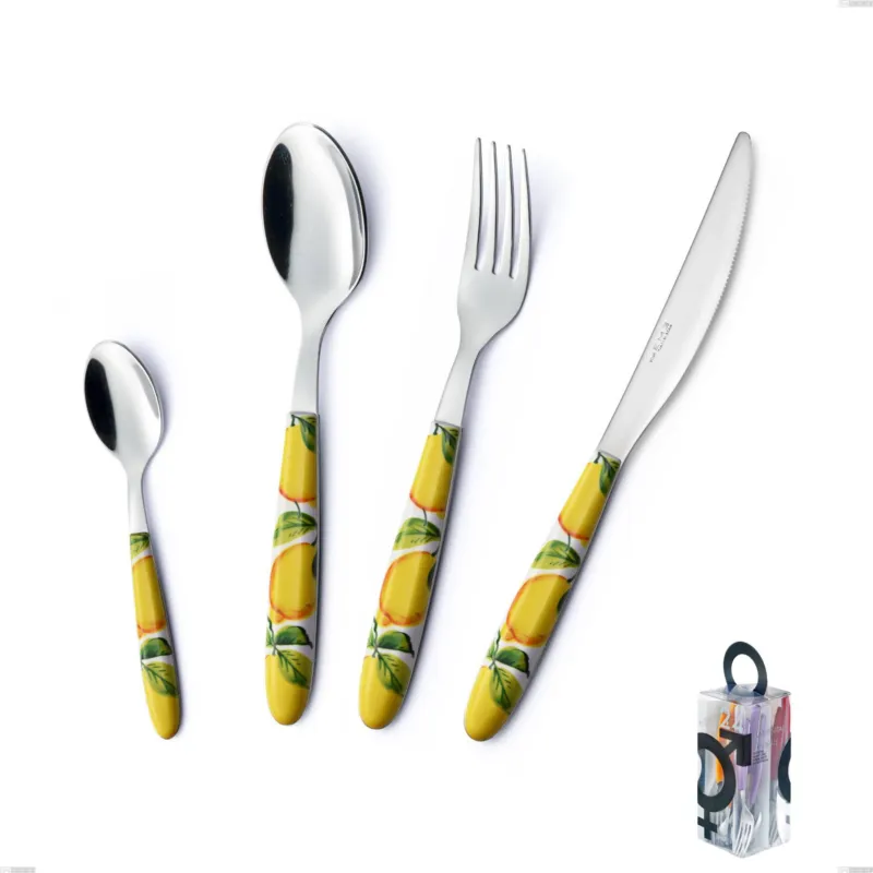 Compra Online Confezione You&Me 24 pezzi posate Vero Sorrento, acciaio 18.0 nickel free, manicatura pbt sublimato acciaio lucido Eme Posaterie