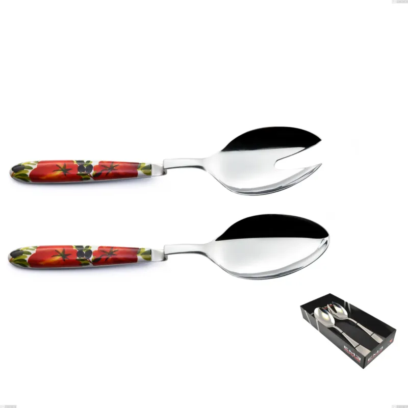 Prezzo Di Fabbrica Confezione a libro 2 pezzi Insalata Clip Vero Albenga, acciaio 18.0 nickel free, manicatura pbt sublimato acciaio lucido Eme Posaterie