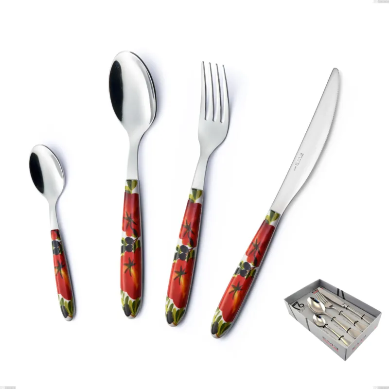 Compra Online Confezione vetrina 16 pezzi Vero Albenga, acciaio 18.0 nickel free, manicatura pbt sublimato acciaio lucido Eme Posaterie