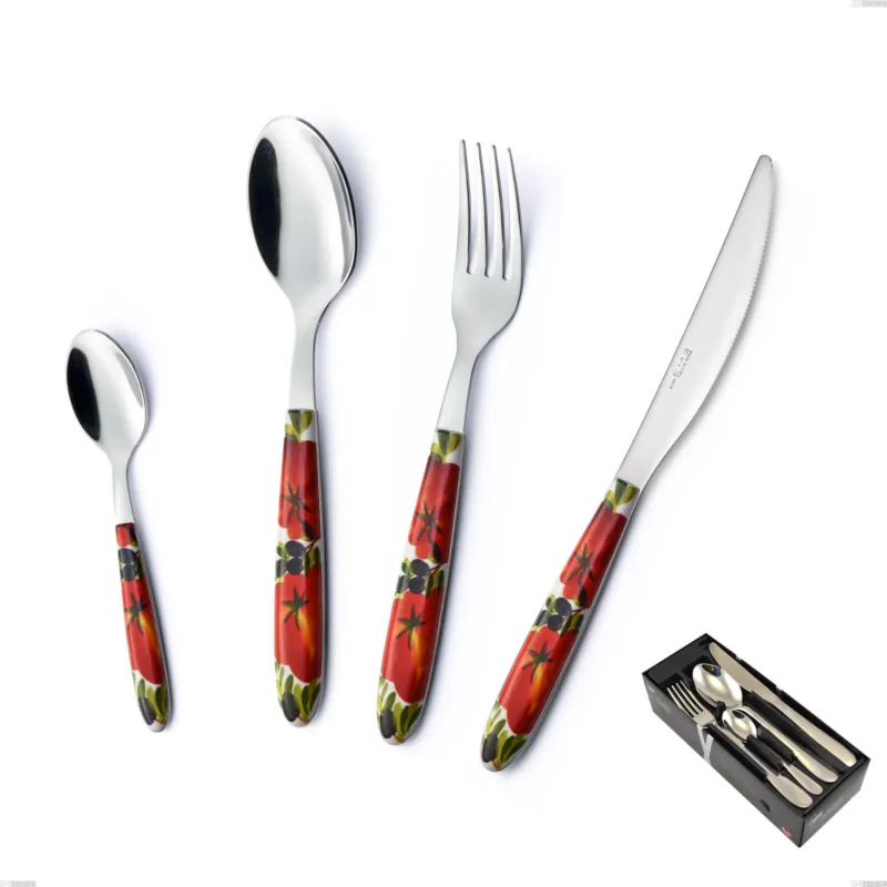 Prezzo Conveniente Confezione salvaspazio 24 pezzi Vero Albenga, acciaio 18.0 nickel free, manicatura pbt sublimato acciaio lucido Eme Posaterie