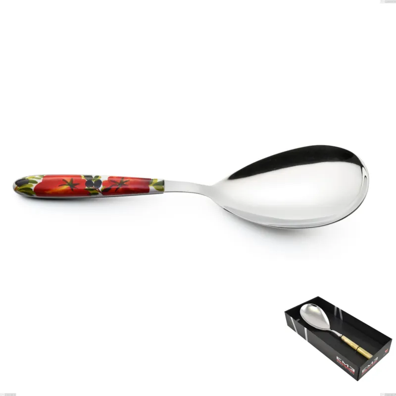 Offerta Speciale Confezione vetrina 1 pezzo pala riso Vero Albenga, acciaio 18.0 nickel free, manicatura pbt sublimato acciaio lucido Eme Posaterie