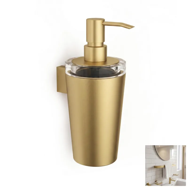 Porta Dispenser appeso da Muro LAPIANA Dimensioni 8x11,5xh18,5 cm in oro spazzolato opaco IBB 1974 Ultima Occasione