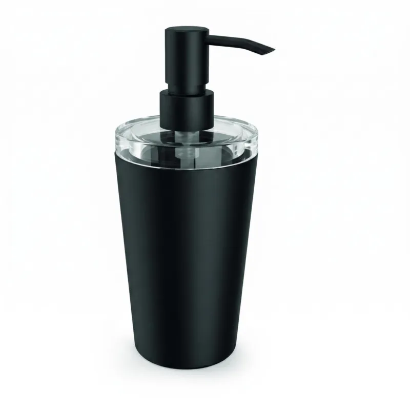 Porta Dispenser da Appoggio LAPIANA Dimensioni 8x9,5xh 18,5 cm in Materiale Ottone e ZAMA e vetro interno finitura verniciato nero opaco made In Italy IBB 1974 Vendita Finale