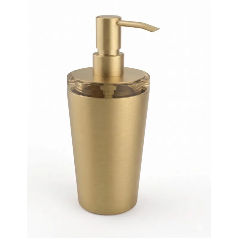 Quantità Limitata Porta Dispenser da Appoggio LAPIANA Dimensioni 8x9,5xh 18,5 cm Materiale Ottone e ZAMA e vetro interno finitura oro spazzolato opaco made In Italy IBB 1974