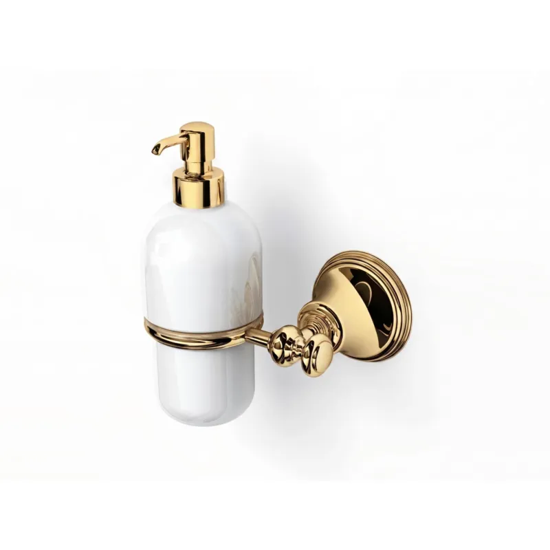 Porta Dispenser Sospeso in Ceramica e Cromo Liberty Dimensioni 11x13xh16,5 cm classico contemporaneo contenitore, Finitura Oro Lucido IBB 1974 Soddisfatti O Rimborsati